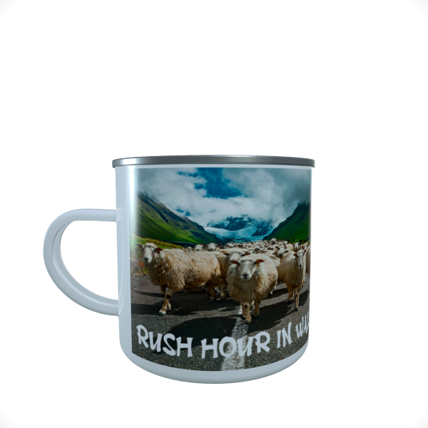 Rush Hour in Wales.... 12oz enamel Mug, camping mug